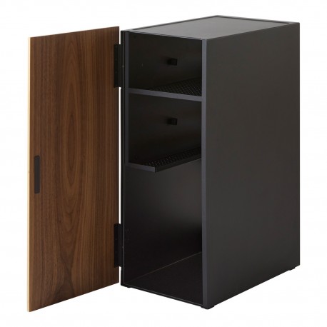 armoire rangement bureau console jeux chic bois fonce yamazaki tower