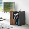 armoire rangement bureau console jeux chic bois fonce yamazaki tower