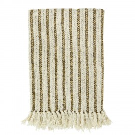 Plaid coton recyclé rayures franges Madam Stoltz