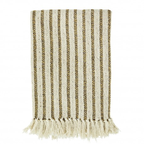 Plaid coton recyclé rayures franges Madam Stoltz