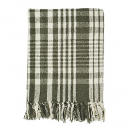 plaid coton recycle vert carreaux franges madam stoltz