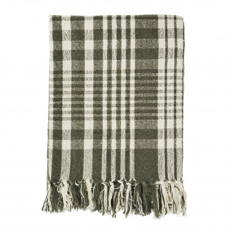 plaid coton recycle vert carreaux franges madam stoltz