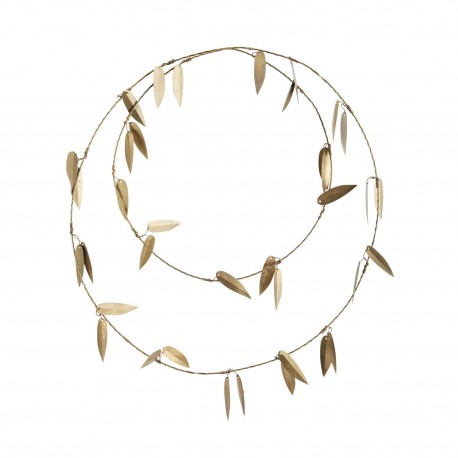 couronne de feuilles olivier metal dore decoration murale madam stoltz