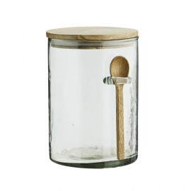 bocal de rangement verre bois avec cuillere madam stoltz