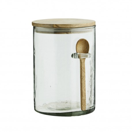bocal de rangement verre bois avec cuillere madam stoltz
