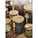 bocal de rangement verre bois avec cuillere madam stoltz