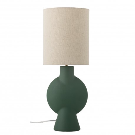 lampe de table chic ceramique vert fonce lin ecru bloomingville sergio
