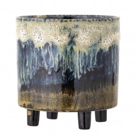 cache pot artisanal emaille bleu bloomingville imoa