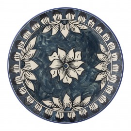 assiette plate peinte la main bleu mediterraneen bloomingville karlie