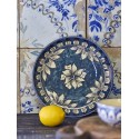 assiette plate peinte la main bleu mediterraneen bloomingville karlie
