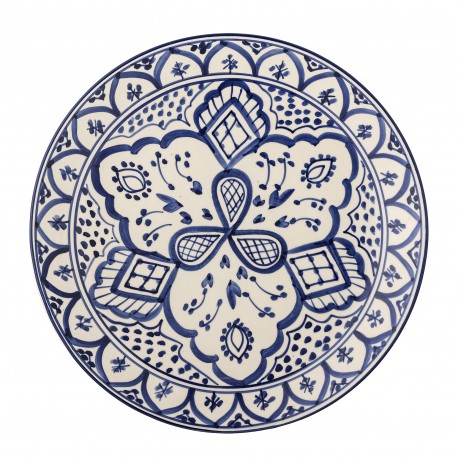 assiette orientale plate bleu gres peint main bloomingville karlie