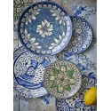 assiette orientale plate bleu gres peint main bloomingville karlie