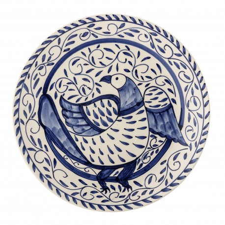 assiette orientale bleu oiseau gres peint main bloomingville karlie