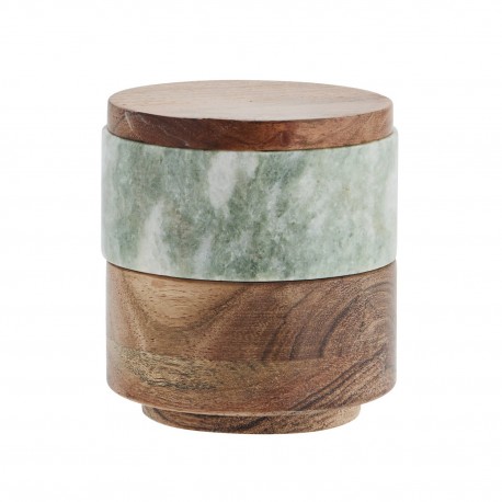 boite ronde de coservation couvercle marbre vert bois madam stoltz