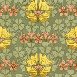 affiche carree art deco papillons jaune the dybdahl butterflies