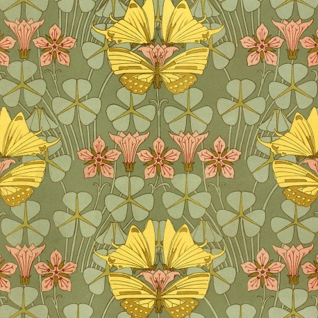 affiche carree art deco papillons jaune the dybdahl butterflies