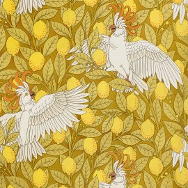 petite affiche art deco carree perroquets citrons jaune the dybdahl