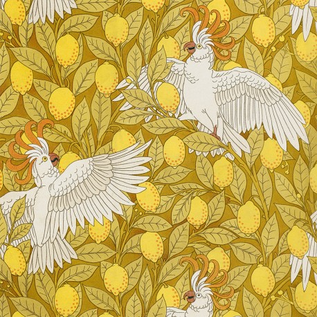 petite affiche art deco carree perroquets citrons jaune the dybdahl