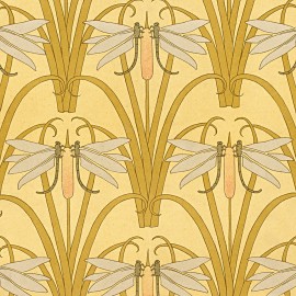 affiche decorative carree art deco jaune libellules the dybdahl