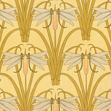 affiche decorative carree art deco jaune libellules the dybdahl