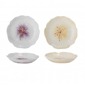 assiette forme petales fleurs mimosa ceramique bloomingville set de 2