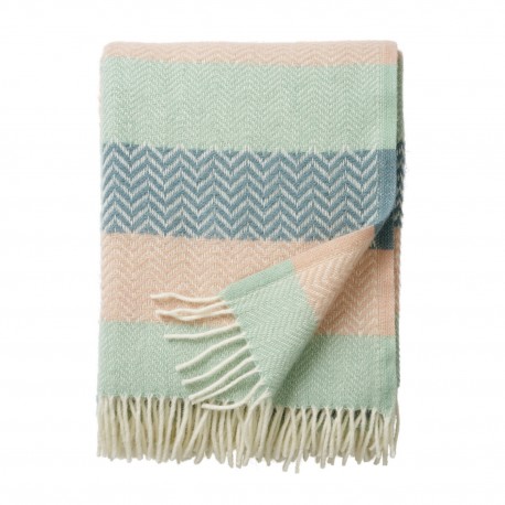 couverture vert pastel rose laine agneau klippan zigzag