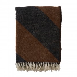 couverture merinos chic marron chocolat noir rayures klippan angle