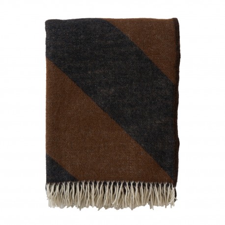 couverture merinos chic marron chocolat noir rayures klippan angle