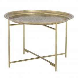table basse ronde plateau amovible dore laiton grave bloomingville dalia