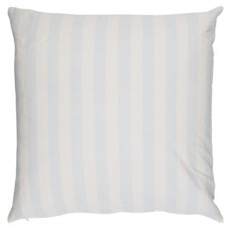 housse coussin coton blanc rayures bleu clair 60 x 60 ib laursen