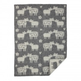 petite couverture enfant laine agneau grise moutons klippan Bää
