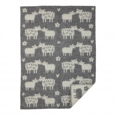 petite couverture enfant laine agneau grise moutons klippan Bää