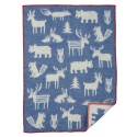 plaid bebe laine agneau bleu animaux foret klippan forest