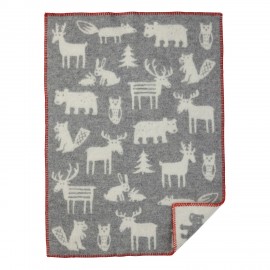 Plaid enfants laine agneau animaux Klippan Forest
