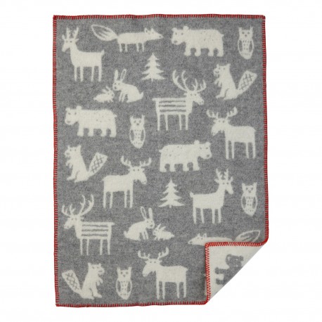 Plaid enfants laine agneau animaux Klippan Forest
