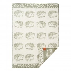 couverture bebe laine recyclee vert clair amande herissons klip