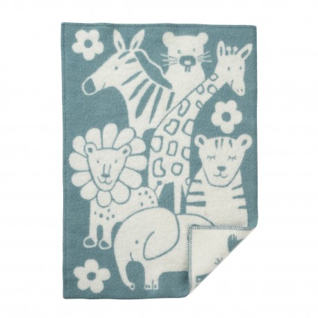 couverture bebe laine agneau bleue animaux klippan picnic