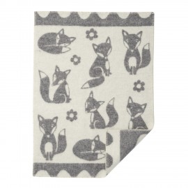petite couverture laine bebe grise renards klippan fox
