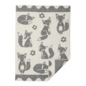 petite couverture laine bebe grise renards klippan fox