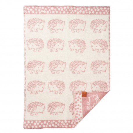 couverture bebe laine agneau rose herissons klippan hedgehog