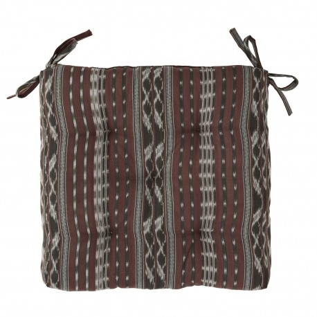 coussin de chaise assise tisse ikat marron ethnique madam stoltz