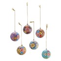 boules de sapin papier mache peint main motif floral madam stoltz