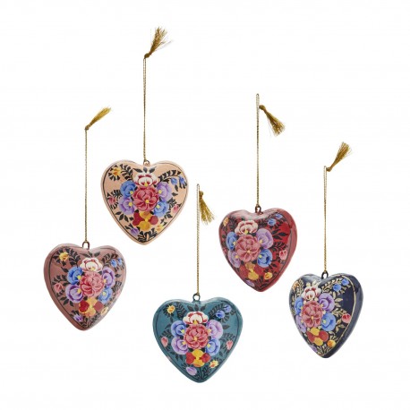 decoration de sapin fabrique a la main coeurs multicolore madam stoltz