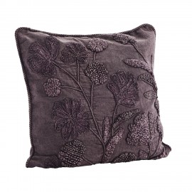 housse coussin broderie coton prune violet madam stoltz
