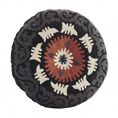Coussin rond brodé coton Madam Stoltz