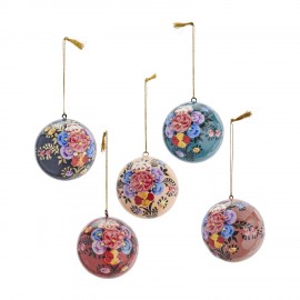 boules de noel artisanale papier mache peinte main fleurs madam stoltz