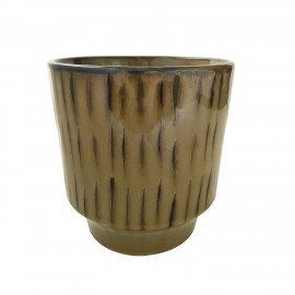 cache pot jaune moutarde gres emaille vintage madam stoltz