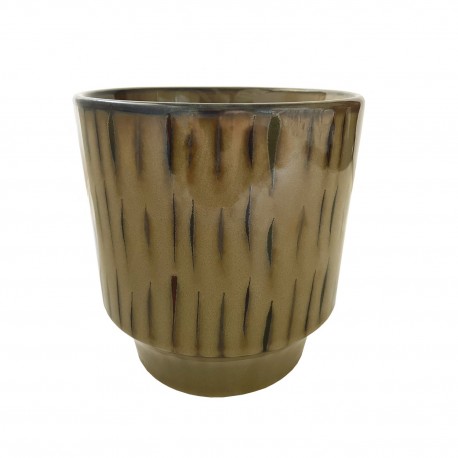 cache pot jaune moutarde gres emaille vintage madam stoltz