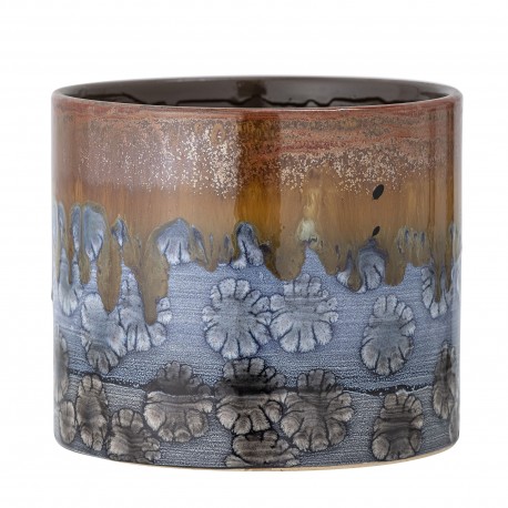 cache pot decoratif bleu marron gres bloomingville ina