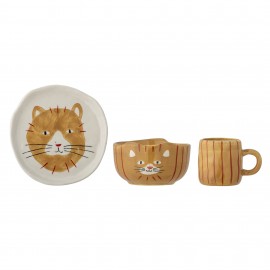 Set de vaisselle grès chat Bloomingville KITTIE set de 3